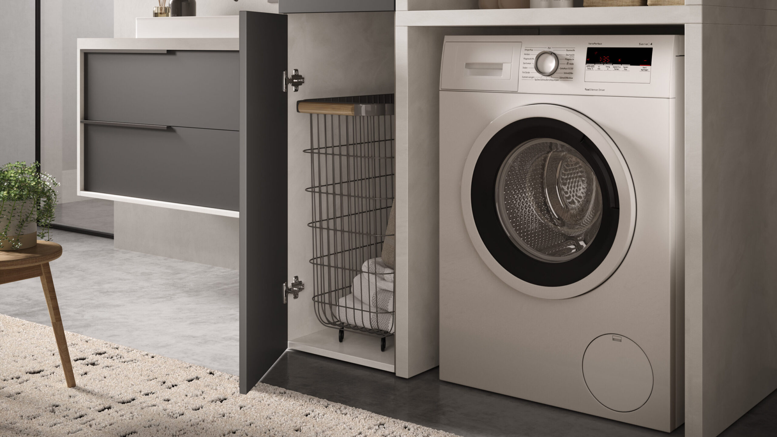 Sistema Lavanderia: lavanderia modulare con finiture eleganti e push and pull