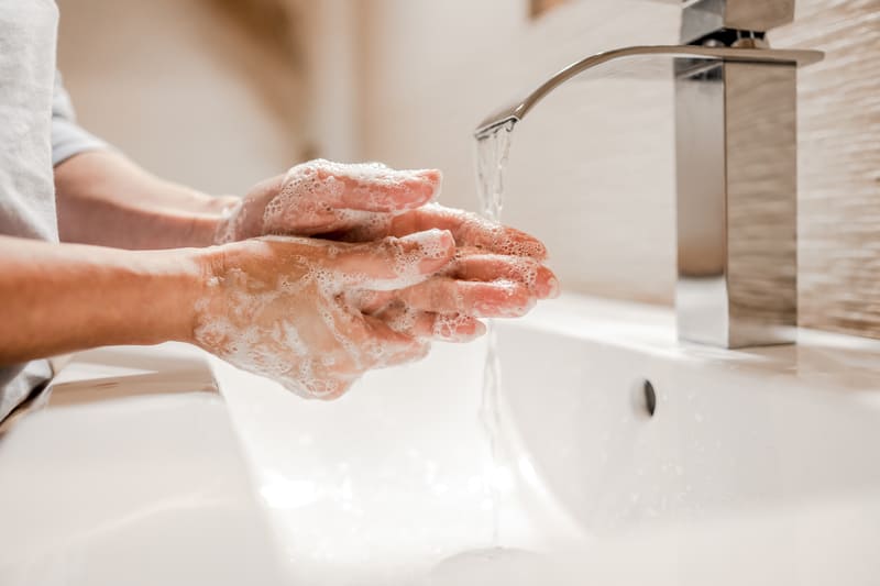 Saving water by washing hands